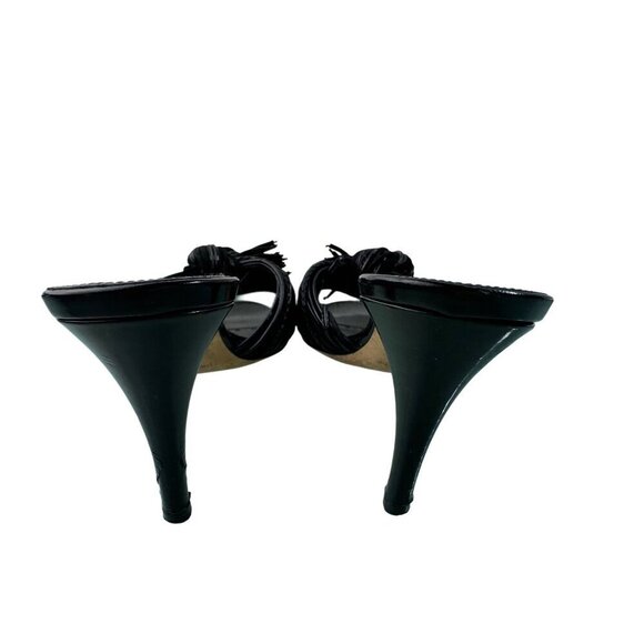 Yves Saint Laurent Black Leather Sandals With Knotted Rive Gauche Design- LT3291 - Picture 4 of 9